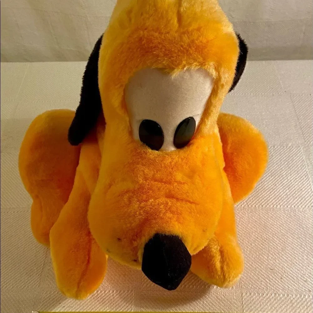 VINTAGE Large Pluto Stuffed Animal Plush Sitting Dog Disneyland Walt DisneyWorld